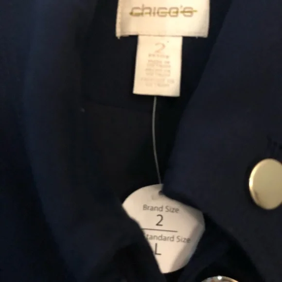 NEW Chico’s Military Jacket Blazer Navy Large - Picture 5 of 7